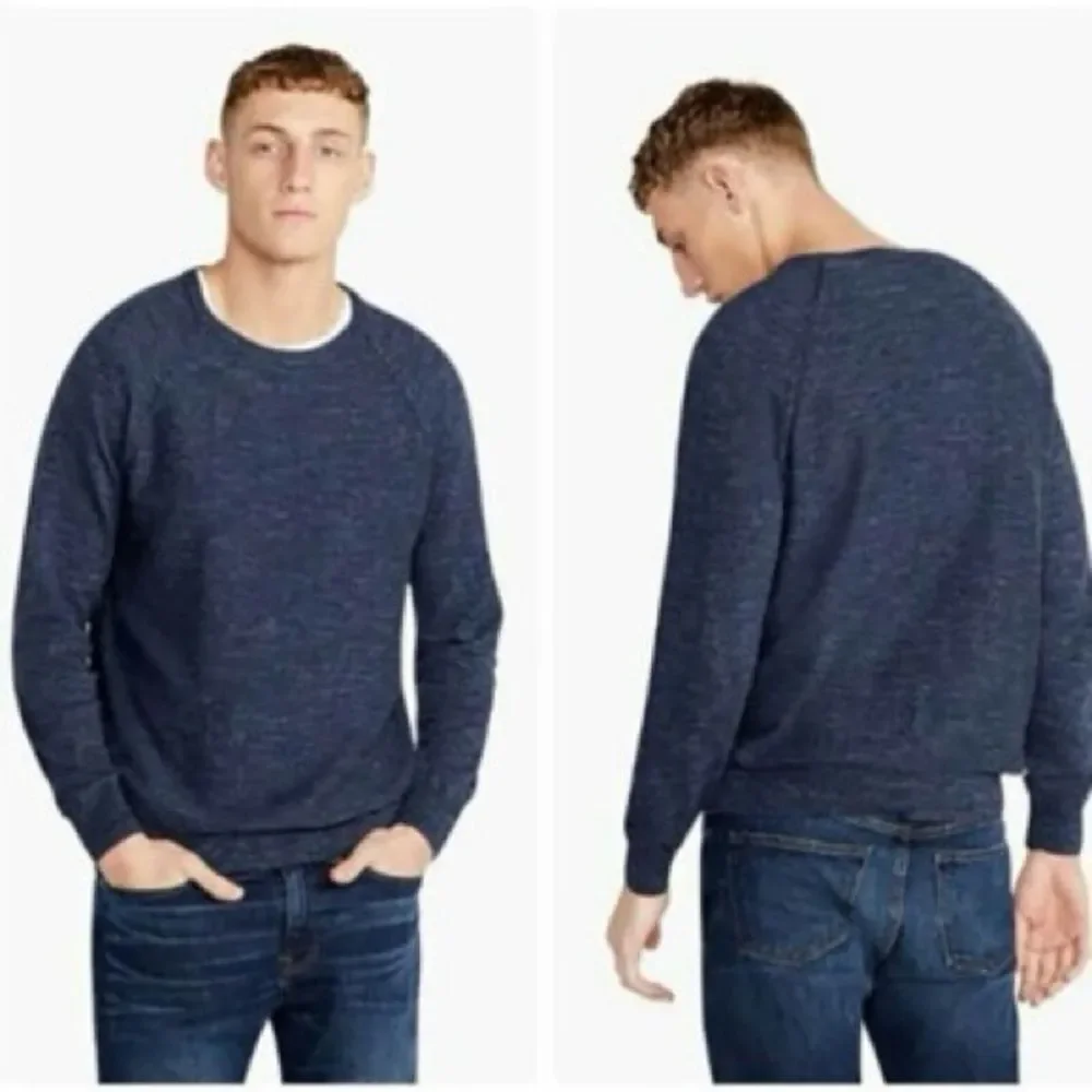 J. Crew Rugged Cotton Long Sleeve Sweater in Heathered Indigo